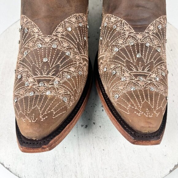 Lane CALYPSO Womens Cowboy Boots 8.5 Brown Western Cowgirl Mid Calf Tall Bling - Picture 6 of 11